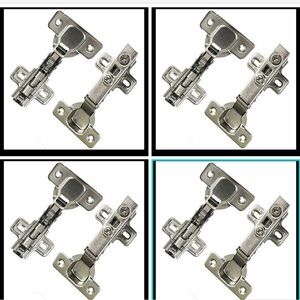 Set of 8 105 Degree Soft Closing European Full Overlay Concealed Hinges Nickel